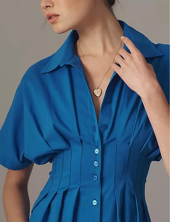 Short Sleeve Button-Down Dress