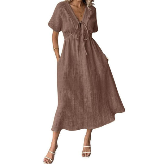 V-Neck Casual Beach Dress