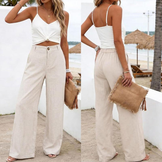 Casual Button Up Linen Pants