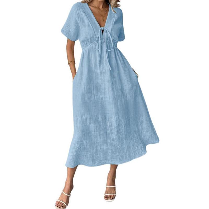 V-Neck Casual Beach Dress