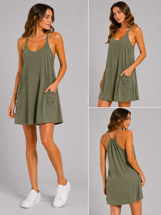 Cotton Athleisure Romper Dress